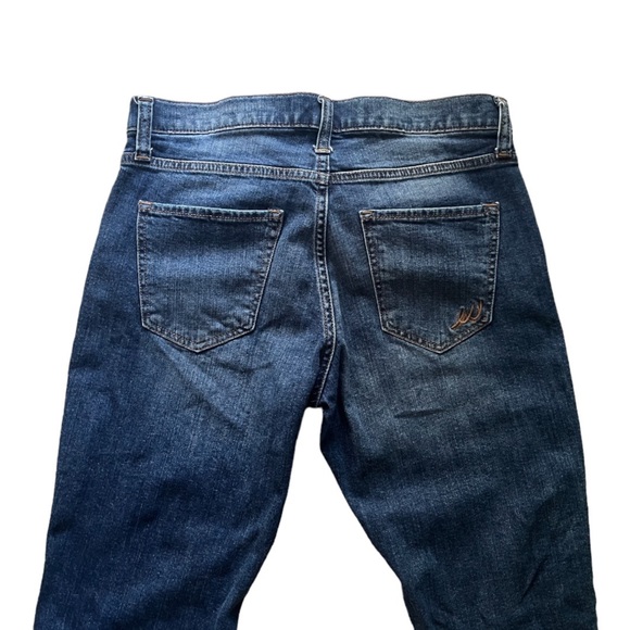 EXPRESS Girlfriend Dark Wash Jeans with Light Distressing - Picture 5 of 6